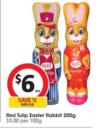 Coles Red Tulip Easter Rabbit 200g offer