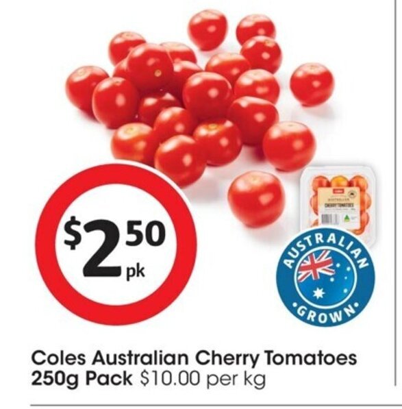 Coles Australian Cherry Tomatoes 250g Pack offer at Coles