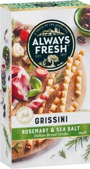 Coles Always fresh grissini breadstick crackers 125g offer