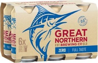 Coles Great northern zero alcohol beer cans 6x375ml offer