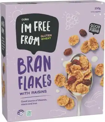 Coles i’m free from bran flakes with raisins 250g
