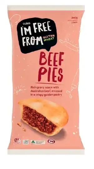 Coles Coles i’m free from beef pies 2 pack 340g offer