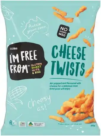 Coles Coles i’m free from cheese twists 90g offer