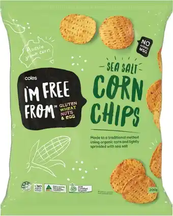 Coles Coles i’m free from sea salt corn chips 200g offer