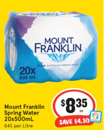 IGA Mount Franklin Spring Water 20x500ml offer