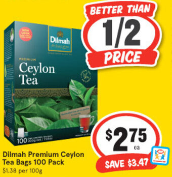 IGA Dilmah Premium Ceylon Tea Bags 100 Pack offer