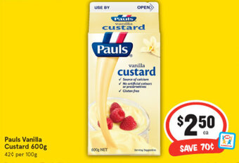 IGA Pauls Vanilla Custard 600g offer
