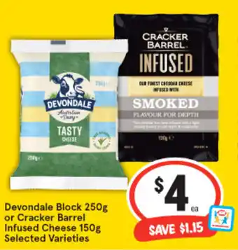 IGA Devondale Block 250g or Cracker Barrel Infused Cheese 150g offer