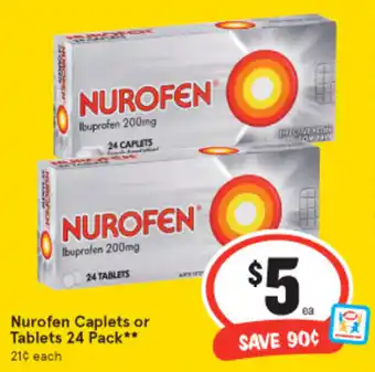 IGA Nurofen Caplets or Tablets 24 Pack offer