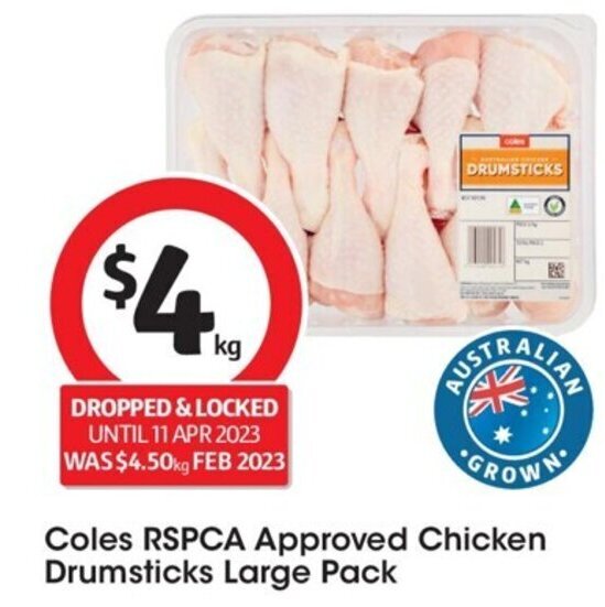 Coles RSPCA Approved Chicken Drumstick Large Pack offer at Coles