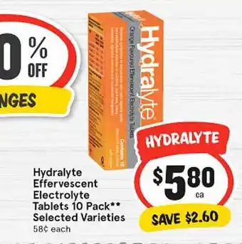 IGA Hydralyte effervescent electrolyte tablets offer