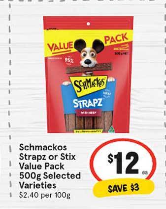 IGA Schmackos strapz or stix value pack offer