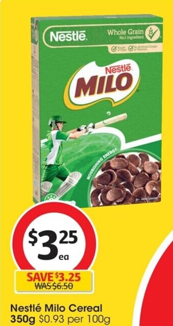 Coles Nestlé Milo Cereal 350g offer