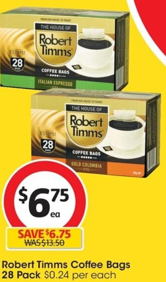 Coles Robert Timms Coffee Bags 28 Pack offer