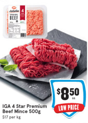 IGA IGA 4 Star Premium Beef Mince 500g offer