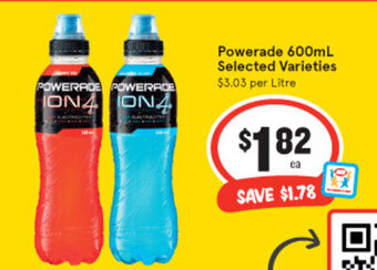 IGA Powerade 600ml offer