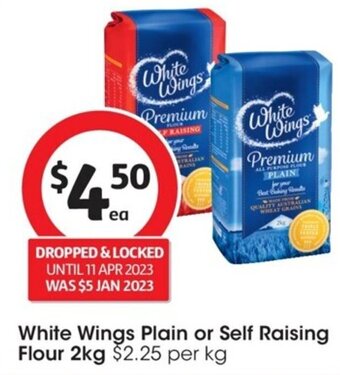 Coles White Wings Plain or Self Raising Flour 2kg offer