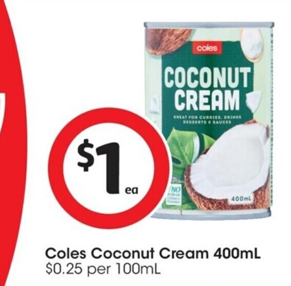 Coles Coconut Cream 400ml offer at Coles