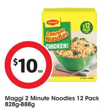 Coles Maggi 2 Minute Noodle 12 Pack 828g-888g offer