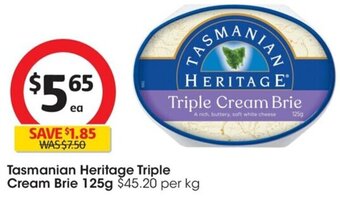Coles Tasmanian Heritage Triple Cream Brie 125g offer