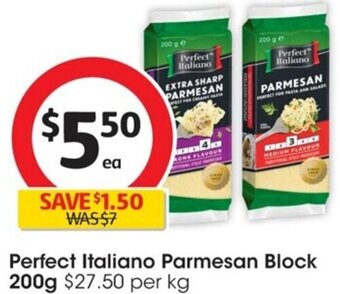 Coles Perfect Italiano Parmesan Block 200g offer
