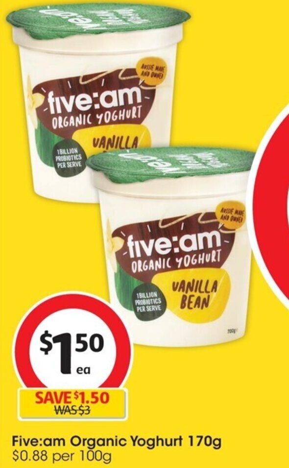 Fiveam Organic Yoghurt 170g offer at Coles
