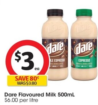 Coles Dare Flavoured Milk 500ml offer