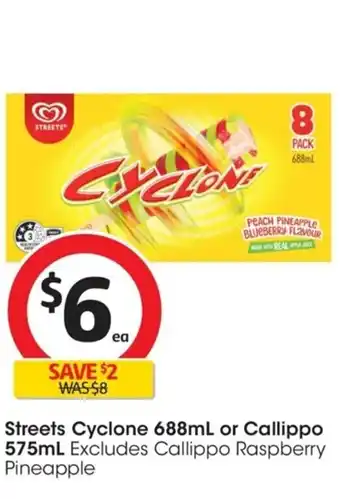 Streets Cyclone 688mL or Callippo 575mL
