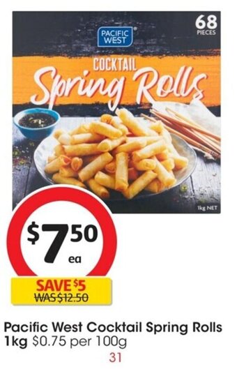 Coles Pacific West Cocktail Spring Rolls 1kg offer
