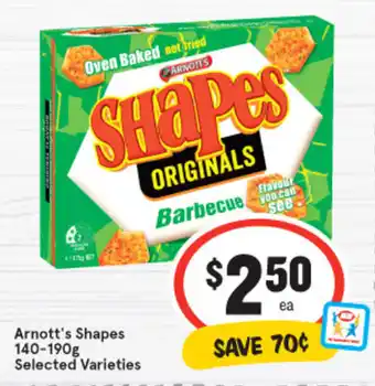 IGA Arnott's Shapes 140-190g offer