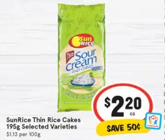 IGA SunRice Thin Rice Cakes 195g offer