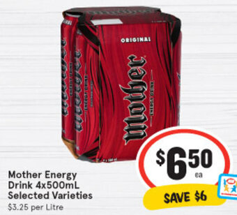 IGA Mother Energy Drink 4x500ml offer