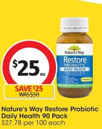 Coles Nature's Way Restore Probiotic Daily Health 90 Pack offer