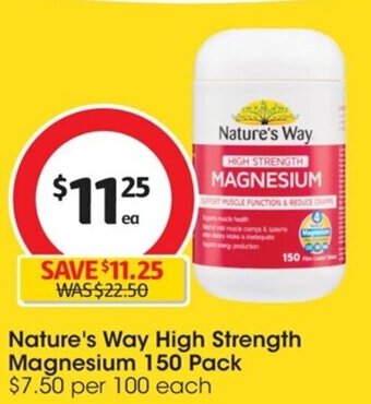Coles Nature's Way High Strength Magnesium 150 Pack offer
