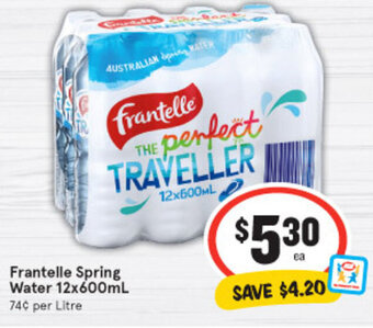 IGA Frantelle Spring Water 12x600ml offer