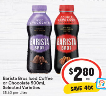 IGA Barista Bros Iced Coffee or Chocolate 500ml offer