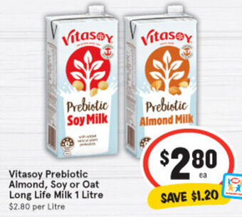 IGA Vitasoy Prebiotic Almond, Soy or Oat Long Life Milk 1 Litre offer