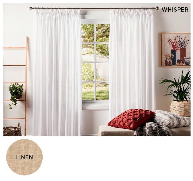 50 off rylee sheer pencil pleat curtains offer at Spotlight