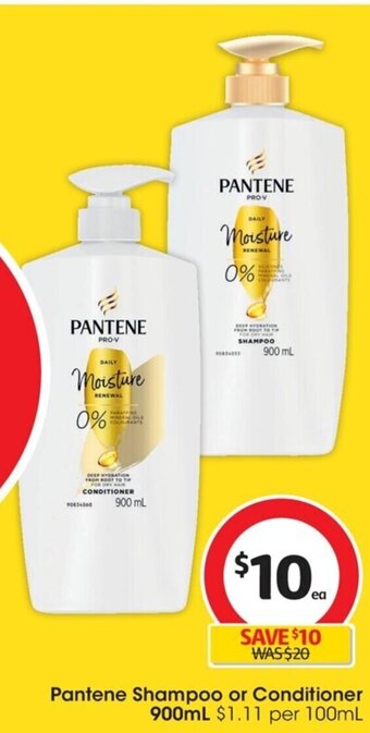 Coles Pantene Shampoo or Conditioner 900mL offer