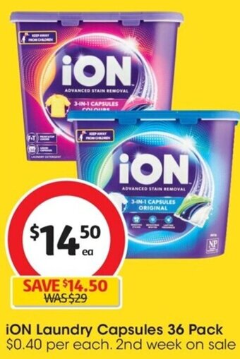 Coles iON Laundry Capsules 36 Pack offer