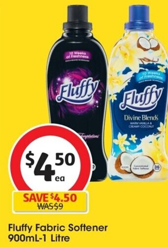 Coles Fluffy Fabric Softener 900mL-1 Litre offer