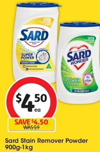 Coles Sard Stain Remover Powder 900g-1kg offer