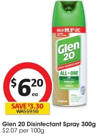 Coles Glen 20 Disinfectant Spray 300g offer