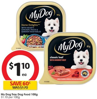 Coles My Dog Tray Dog Food 100g offer