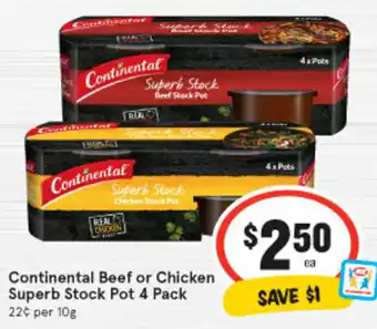 IGA Continetal Beef or Chicken Superb Stock Pot 4 Pack offer