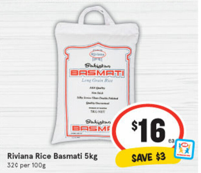 Riviana Rice Basmati 5kg offer at IGA