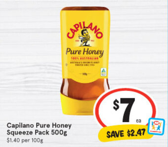 IGA Capilano Pure Honey Squeeze Pack 500g offer