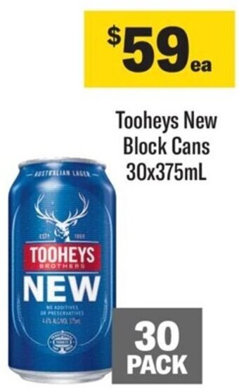 Coles Tooheys New Block Cans 30x375mL offer