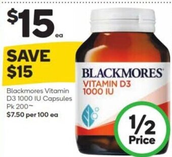 Woolworths Blackmores Vitamin D3 1000 IU Capsules Pk 200 offer