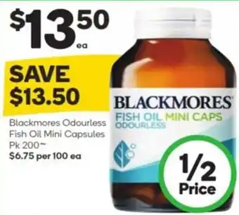 Woolworths Blackmores Odourless Fish Oil Mini Capsules Pk 200 offer